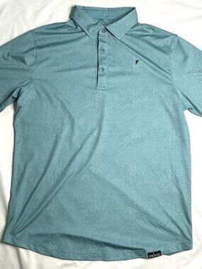 Primo Golf Polo Shirt Mens Large Blue AOP Performance Stretch Polyester
